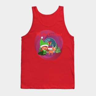 Snow globe, santa elf and reindeer Tank Top